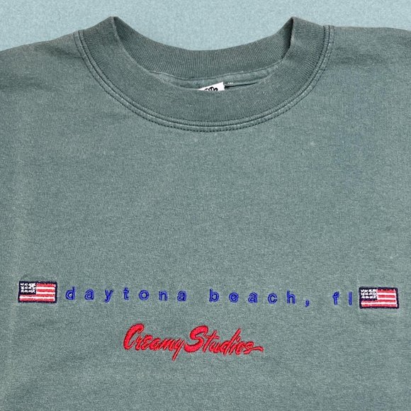 Creamy Studios Daytona Beach Florida tri-color green tee - Picture 4 of 4